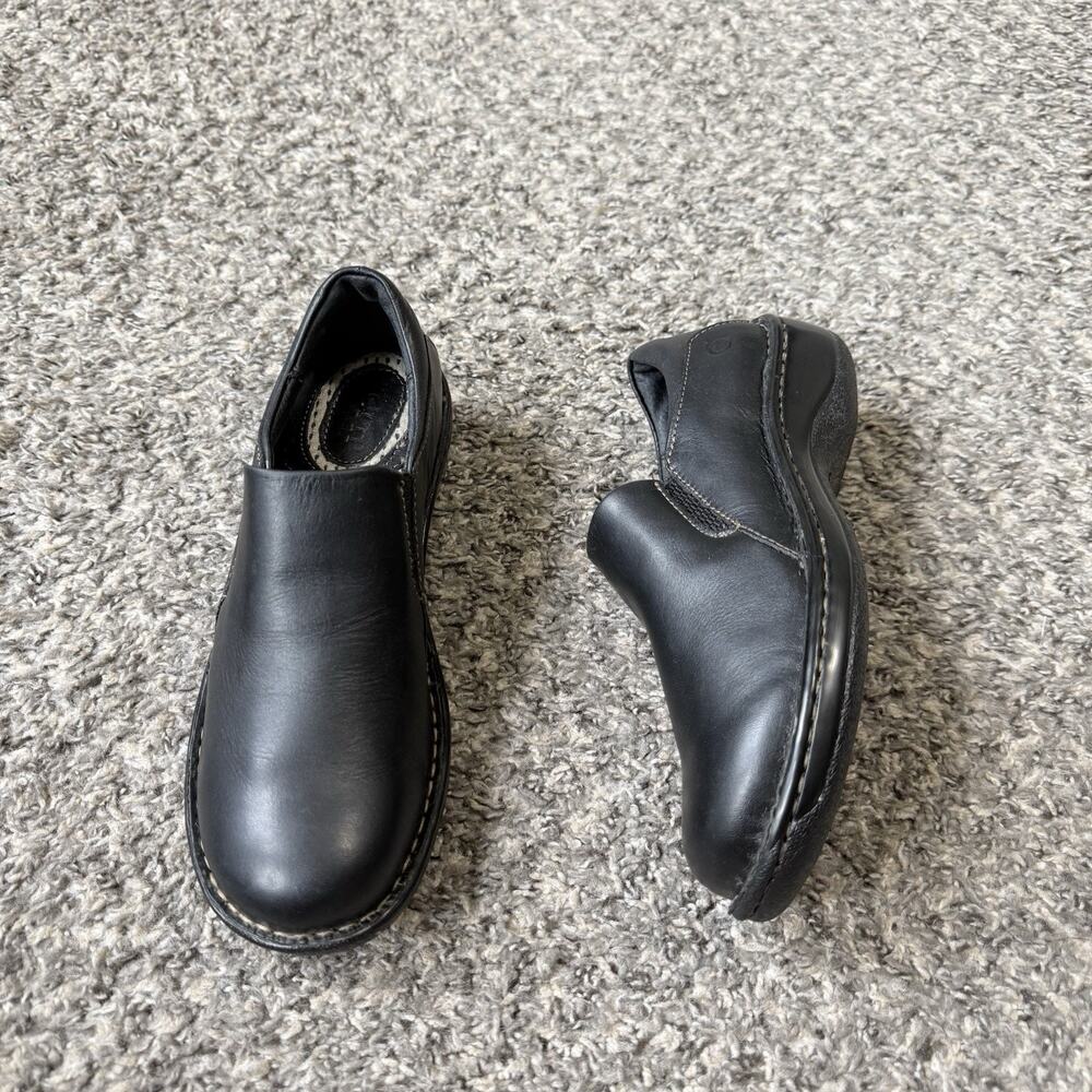 Born Women's Loafers Size 6 Shoe Black Leather Flats Comfort Career Office - Picture 2 of 8